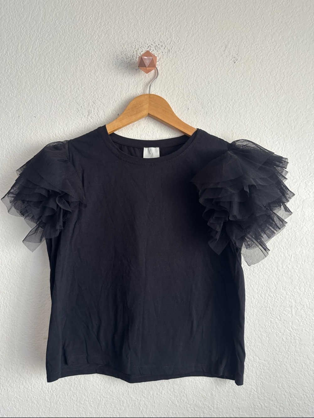 Joie Black Puff Tulle Sleeve Top